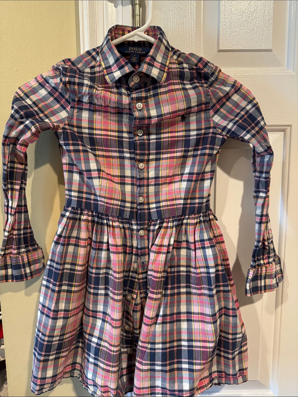 Ralph Lauren Pink & Navy Plaid Button-Down Girl's Dress